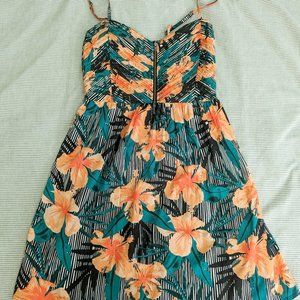 Roxy Summer Dress - Light and Breezy Mini Dress - Peach and Turquoise Flowers